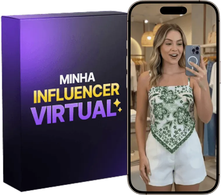 Mockup do método Minha Influencer Virtual no celular