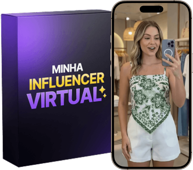Mockup do método Minha Influencer Virtual no celular